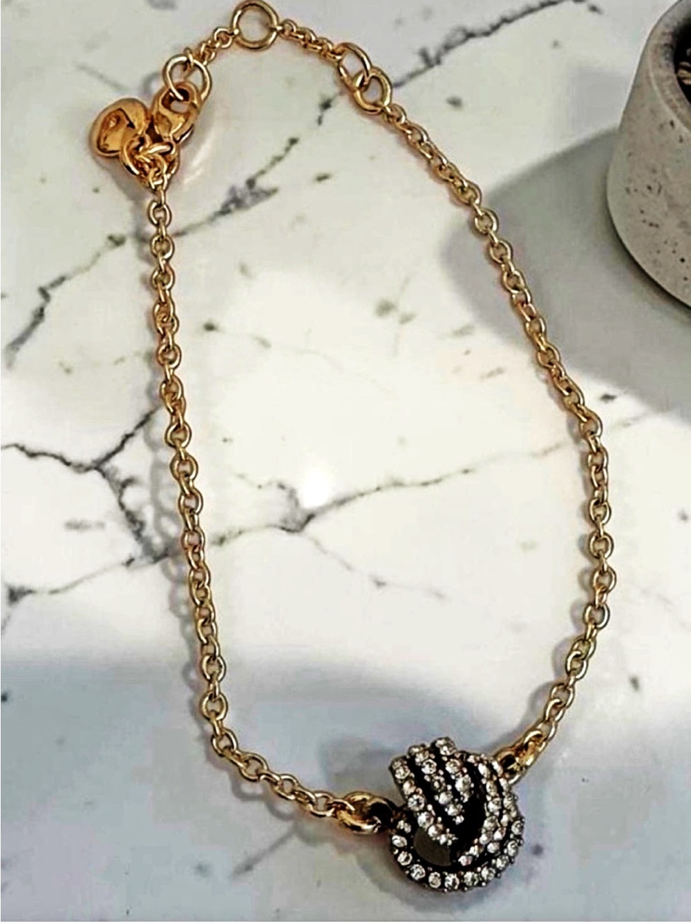 Vintage Gold/Silver Adjustable Pavé Crystal Knot Bracelet